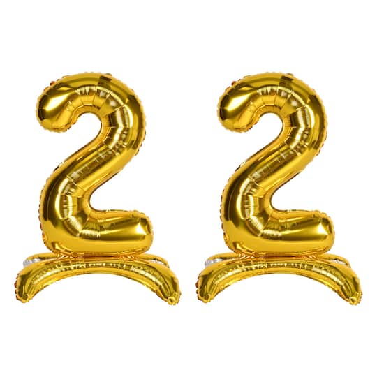 Beistle 26" Gold Self-Standing Foil Balloon Numbers, 2ct. | Numeral 2 | Michaels®
